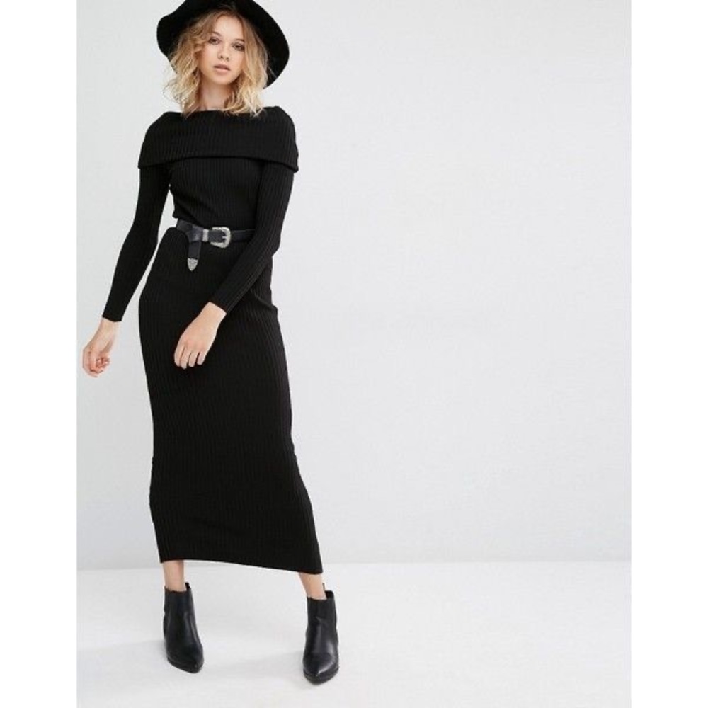 Mango ribbed long sleeve dress